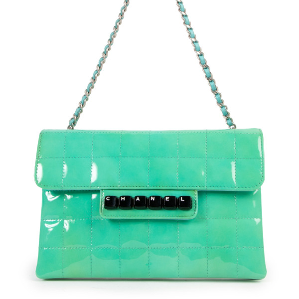 Chanel Green Patent Leather Keyboard Flap Bag Labellov Buy and Sell