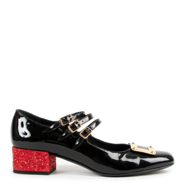 Saint Laurent Black Mary Jane Triple Strap Heels - Size 38,5