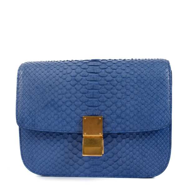 Celine Blue Python Medium Classic Box Clutch ○ Labellov