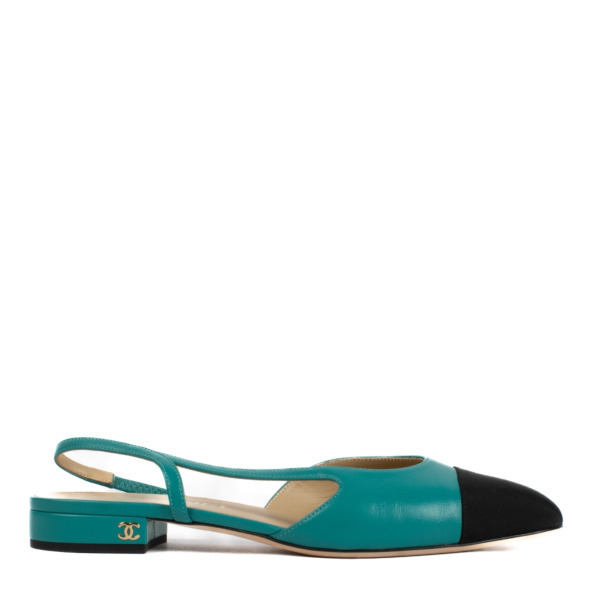 Chanel Turquoise Goatskin Slingbacks - Size 38.5 ○ Labellov