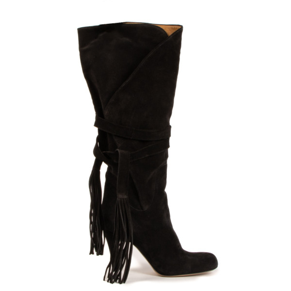 Chlo Black Suede Tassel Tie Boots size 38.5 Labellov Buy