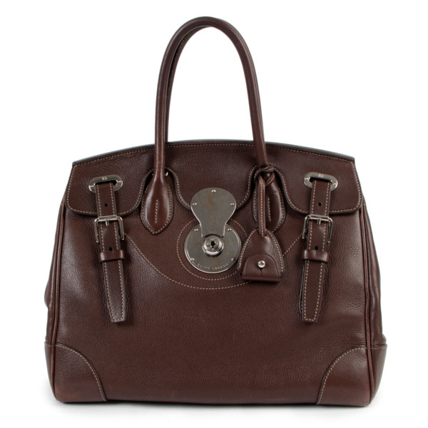 Ralph Lauren Soft Ricky 33 Brown Grain Calfskin Handbag