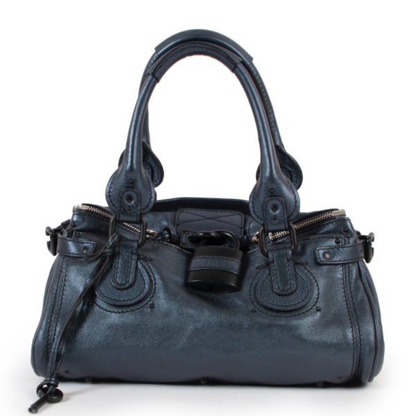 Chloe Blue Nuit Paddington Padlock Handbag Labellov Buy and Sell Authentic Luxury