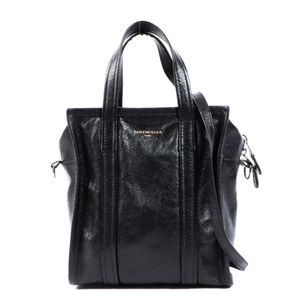 バッグ BALENCIAGA bazar shopper graphic leather BALENCIAGA Calfskin Allover Logo XS Bazar Shopper Tote Black