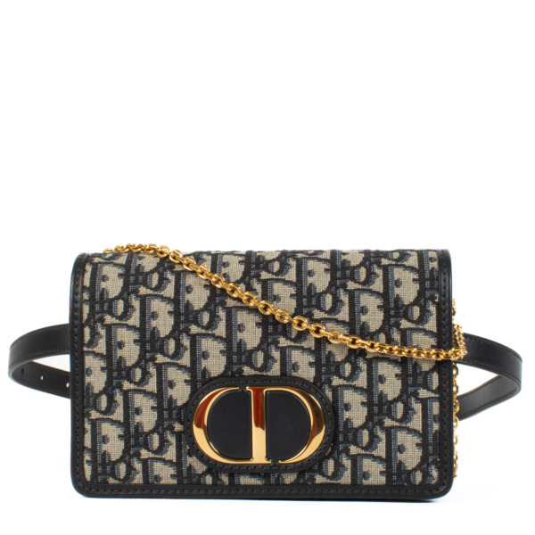 Dior Blue Oblique 30 Montaigne 2-in-1 Pouch Bag ○ Labellov ○ Buy