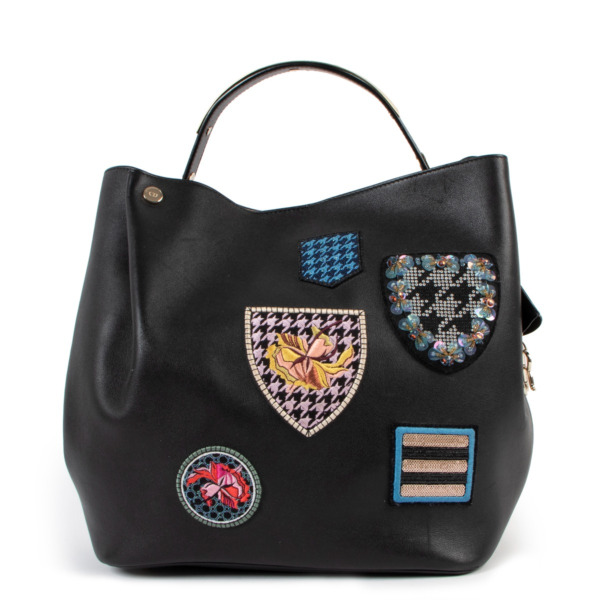 Christian Dior Black Leather Diorific Patch Bucket Bag