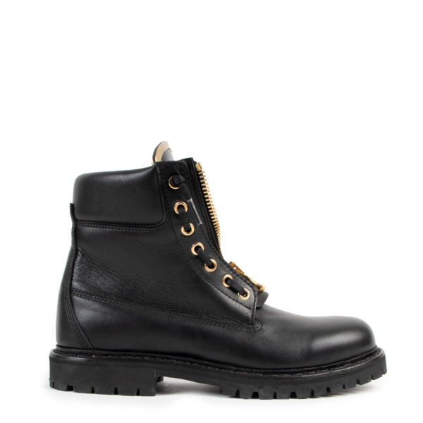 Balmain Black And Gold leather Taiga Combat Boots Size 39 Labellov Buy and Sell Authentic Luxury