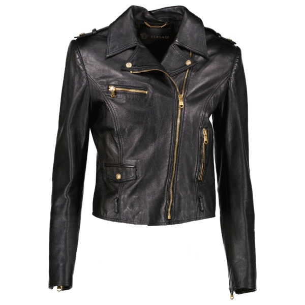 Versace Black Medusa Leather Biker Jacket - Size IT40