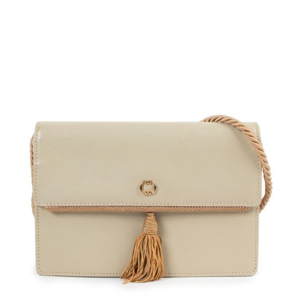 Salvatore Ferragamo Beige Tassel Rope Strap Flap Crossbody