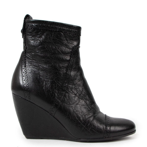 Balenciaga Black Brogue Wedge Ankle Boots Labellov Buy and Sell Authentic Luxury