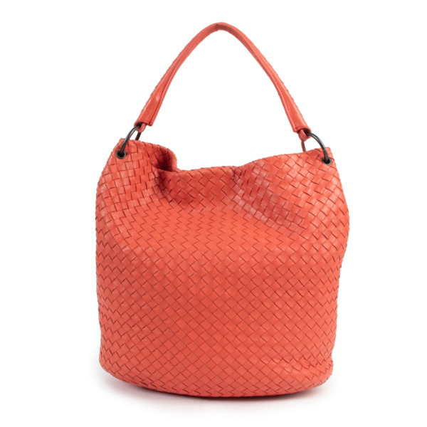 ■BOTTEGA VENETA■ Intrecciato Flap Shoulder Bag Orange 6094 Bottega Veneta Intrecciato Shoulder Bag Leather Orange