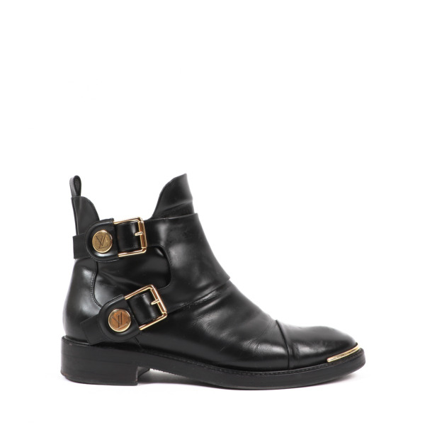 Louis Vuitton Black Leather Valley Ankle Boots - Size 41
