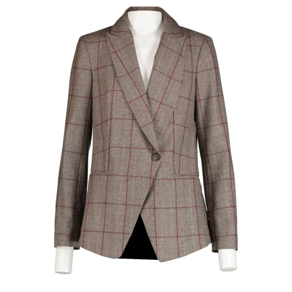 Brunello Cucinelli Grey Check Sequin Blazer Jacket - Size IT