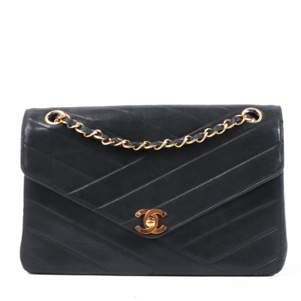 vintage CHANEL フラワーブローチ 黒 レザー