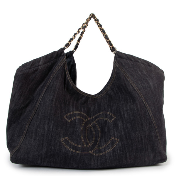 Chanel Limited Edition Blue Denim XL Coco Cabas Tote Bag Labellov Buy