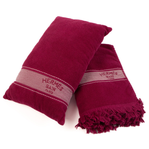 Hermès Rose BougainVillier Cotton Yachting Beach Towel and Yachting Uni