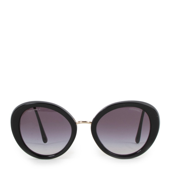 Chanel 5398 Black Round Butterfly Sunglasses Labellov Buy and Sell Authentic Luxury
