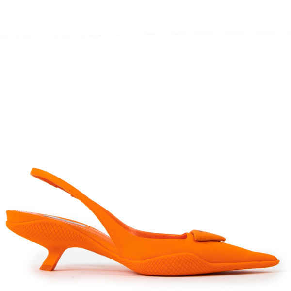 Prada Orange Nylon Slingback Heels Labellov Buy and Sell Authentic Luxury