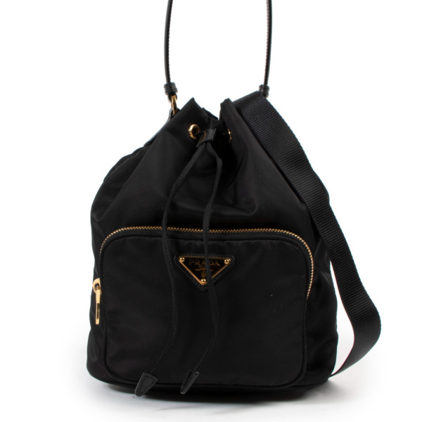 Prada Black Duet ReNylon Bucket Bag Labellov Buy and Sell Authentic Luxury