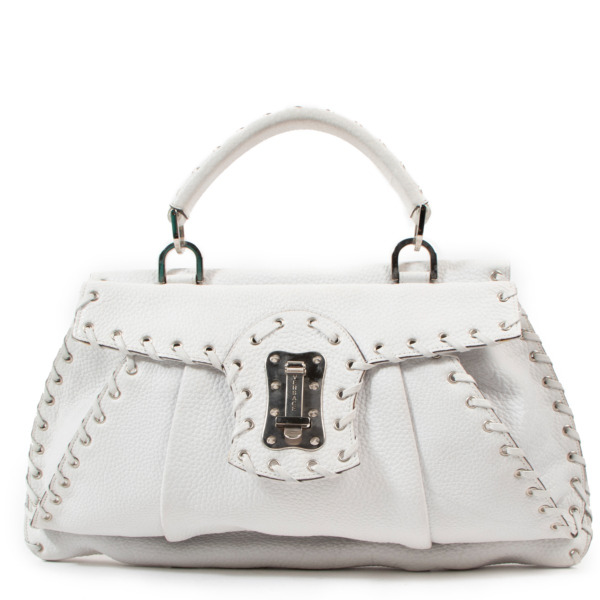 Versace Vintage White Leather Whipstitch Handbag Labellov Buy and Sell ...