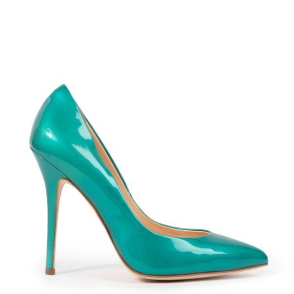 Teal patent leather pumps on sale
