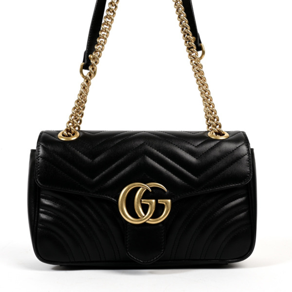 Gucci Black Matelassé Small Marmont Shoulder Bag ○ Labellov