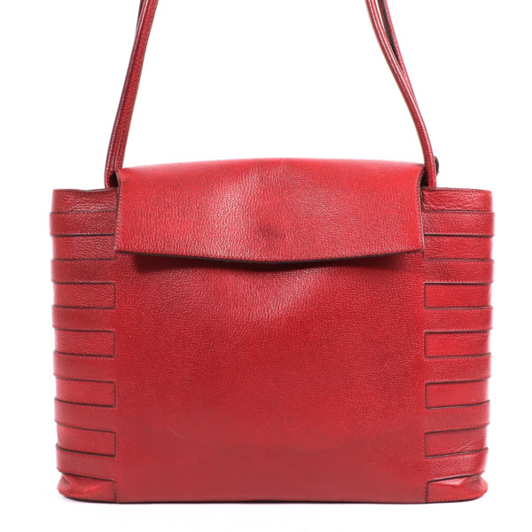 Delvaux Red Leather Shoulder Bag Labellov Buy and Sell Authentic Luxury