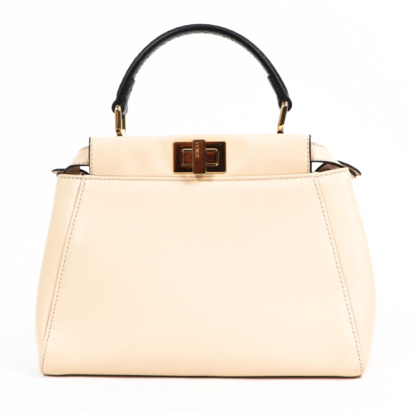 Fendi White Mini Peekaboo Iconic Python Handle ○ Labellov