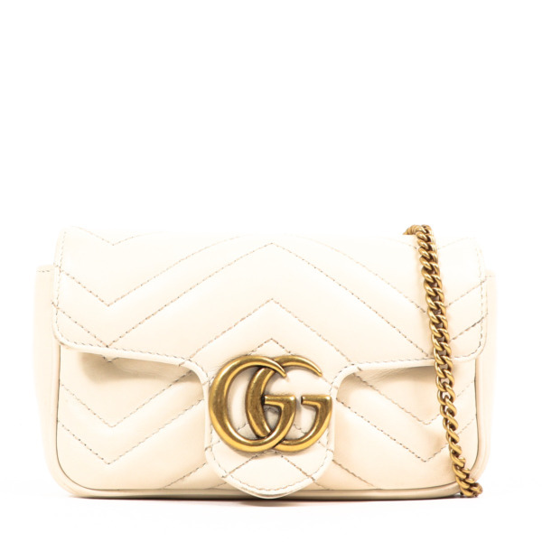 Gucci White GG Marmont Super Mini Crossbody Bag ○ Labellov