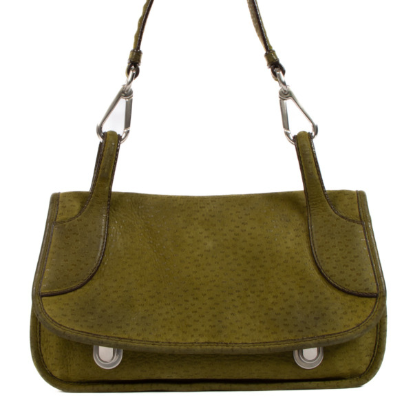 Prada Green Suede Shoulder Bag Labellov Buy and Sell Authentic Luxury