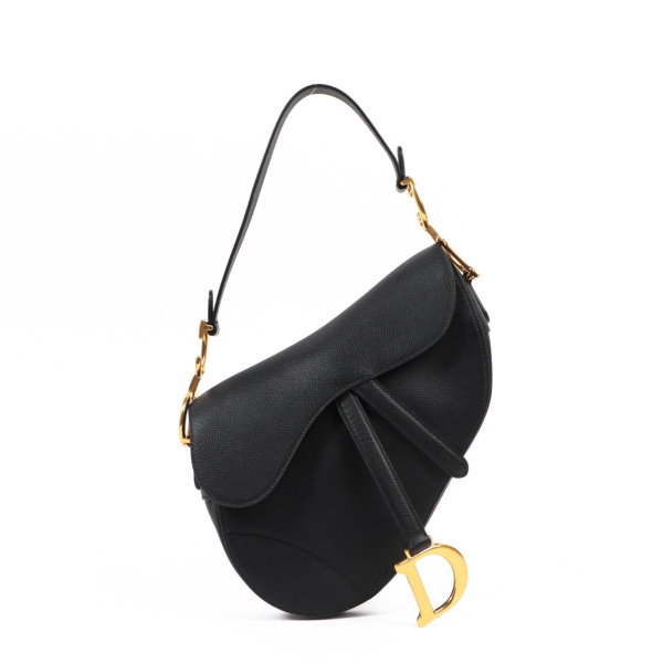 Christian Dior Saddle Bag Black Grained Calfskin Labellov Buy and Sell