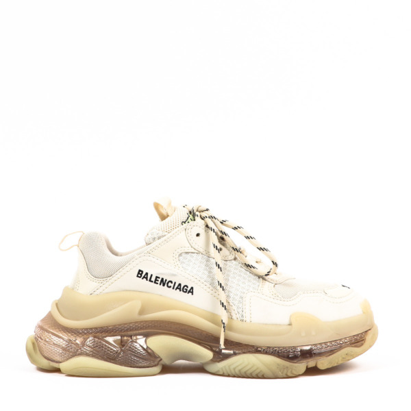 Balenciaga Beige Leather Triple S Women Sneakers Size - 39