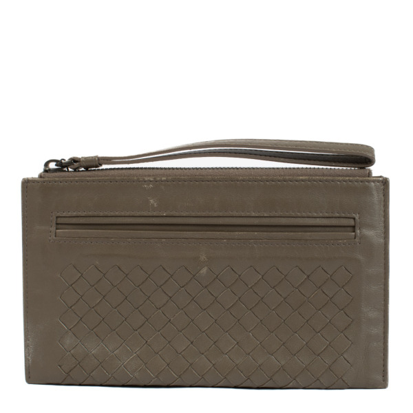 お歳暮 時期 Taupe Veneta Bottega Intrecciato Labellov ○ Pouch Zipped バッグ