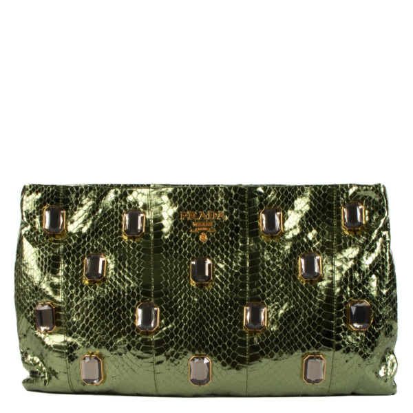 Prada green clutch best sale