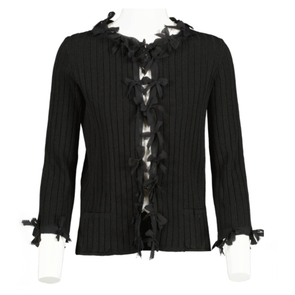 Chanel Spring 2006 Black Ribbon Bow Knit Cardigan