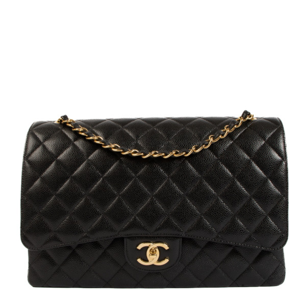 Chanel Black Caviar Leather Maxi Classic Flap Bag