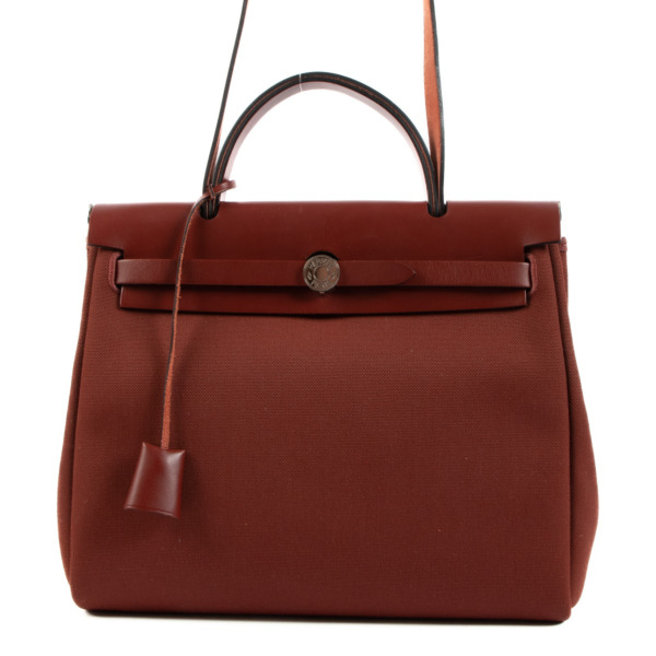 Hermès Herbag 31 Zip Retourné Rough H Toile Officier/Hunter