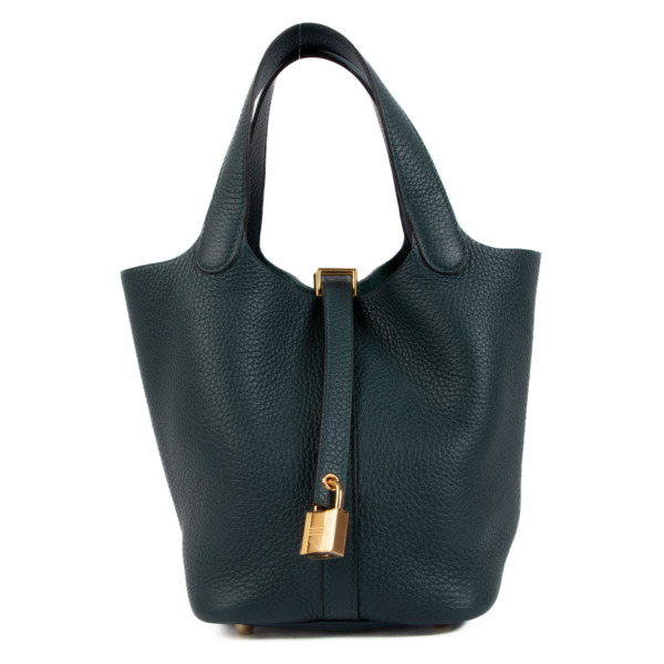 HERMES PICOTIN 18 ピコタン バッグ【ランク:A】 Hermès Picotin Lock 18 Vert Cypres Clemence GHW ○ Labellov