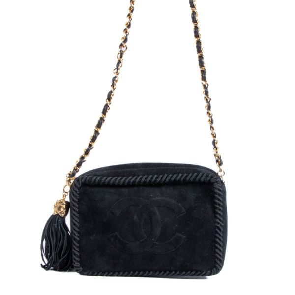 Chanel Vintage Black Suede Tassel Camera Bag Labellov Buy and