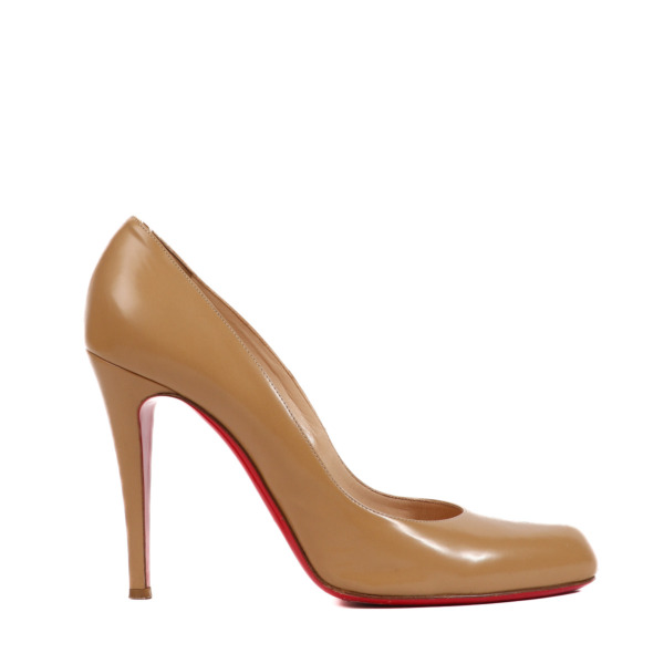 Christian Louboutin✴︎ブラウン キャメル ハイヒール 37 CHRISTIAN LOUBOUTIN Samaya Brown Leather Cut Out Peep Toe Heels