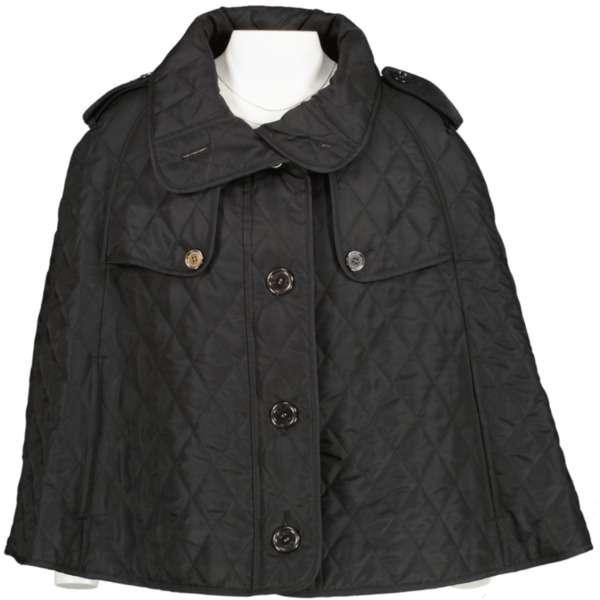 Burberry London Black Quilted Cape Poncho Jacket - Size M