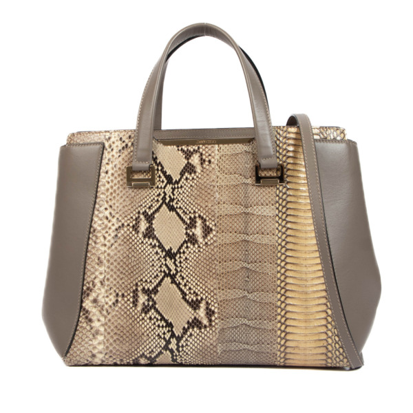 Jimmy Choo Taupe Alfie Snakeskin Shoulder Bag Labellov Buy and Sell Authentic Luxury