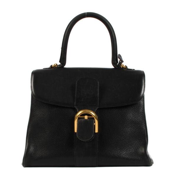 美品・ヴィンテージ【DELVAUX】BRILLANT ハンドバッグ Delvaux Black Dual Leather Brillant MM Bag ○ Labellov