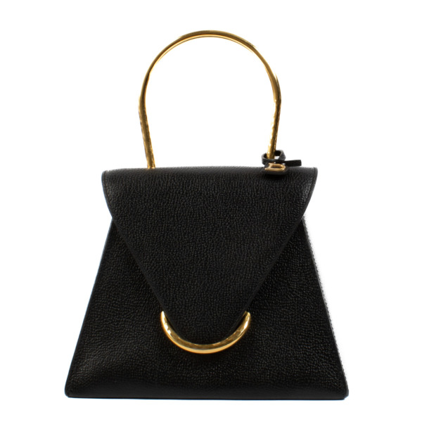 バッグ Delvaux Top Handle Bag Dark Gray DELVAUX Calfskin Canvas Illusion Top Handle Frame Bag