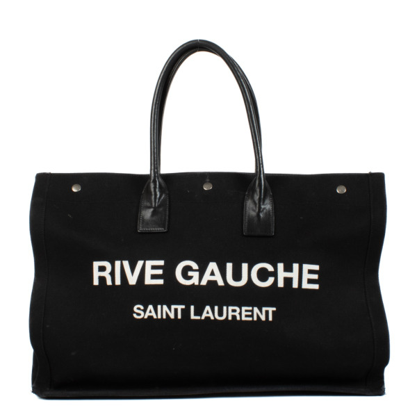 バッグ・カバンその他 Saint Laurent Rive Gauche Tote Bag in Linen And Leather Yves Saint Laurent Natural Linen And Leather Rive Gauche