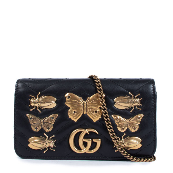 Gucci GG Marmont Bug Mini Wallet On Chain Bag ○ Labellov