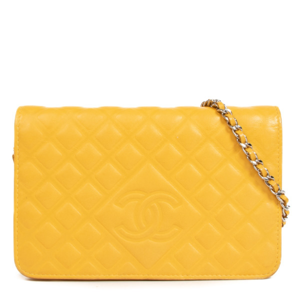 Chanel CC Yellow Calfskin Wallet On Chain Labellov Buy and Sell