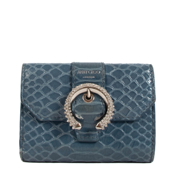 Jimmy Choo Odile Butterfly Blue Snake-Embossed Wallet Labellov Buy and ...