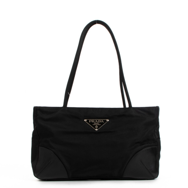 Prada Black Nylon Logo Shoulder Bag Labellov Buy and Sell Authentic Luxury