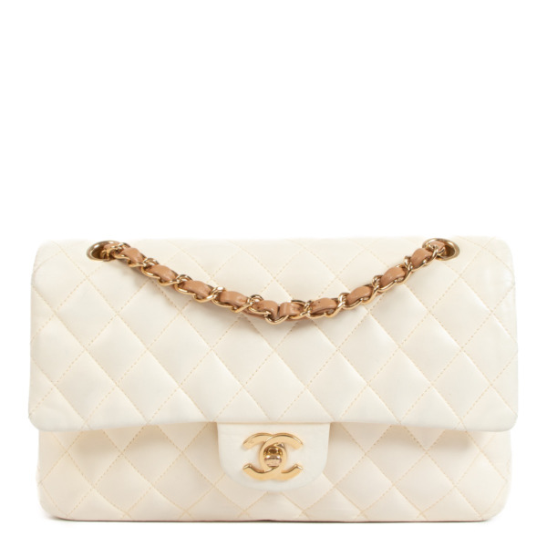 Chanel Cream Calfskin Medium Classic Flap Bag Labellov Buy and